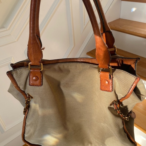 Chloe Vintage Brown and Cream Satchel Large Canvas Leather Amazing SUPER RARE!! - Picture 8 of 12